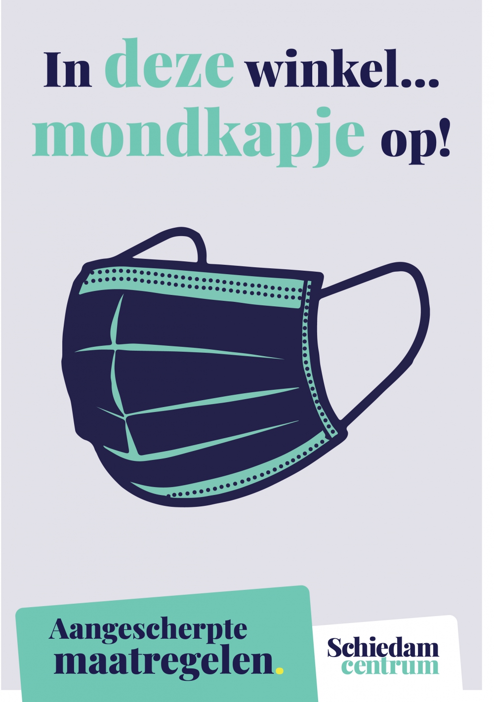 Centrumwinkeliers komen met mondkapjes-poster