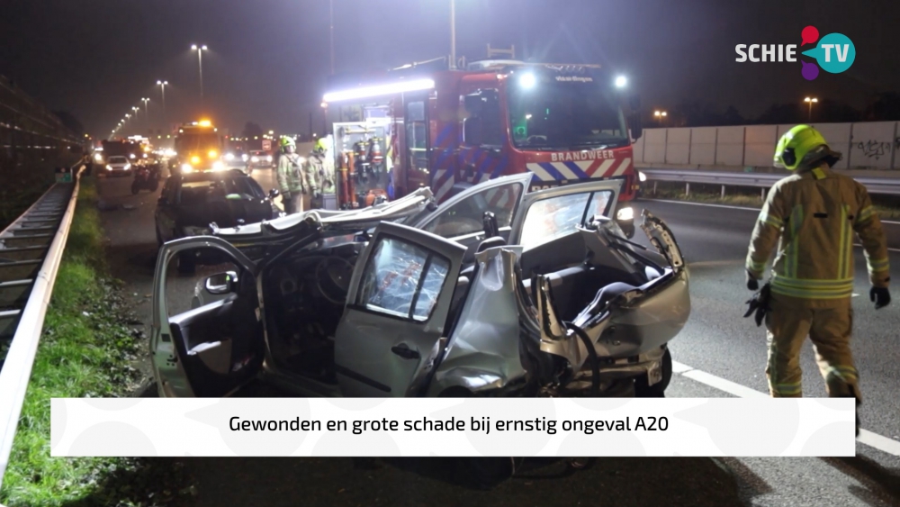 Gewonden en grote schade bij ernstig ongeval A20