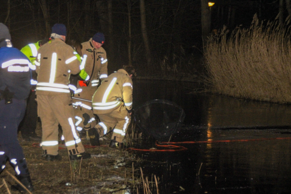 Brandweer en dierenambulance rukken uit voor in ijs vastzittende eend