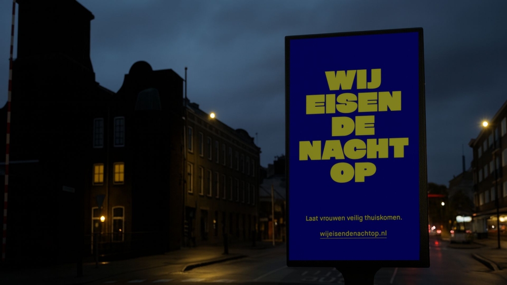 Fotomontage van een billboard in een van de straten in Schiedam