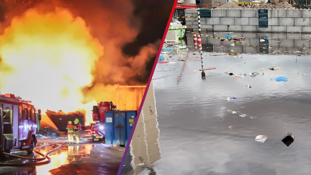 Zeer grote brand in Schiedam: vol water en afval na urenlang blussen