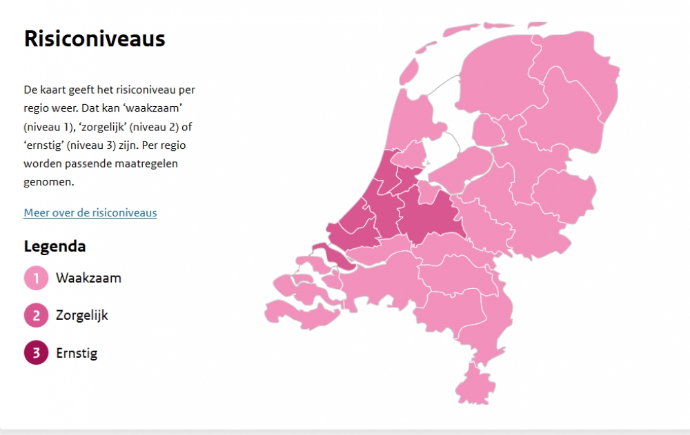 Onze regio is &#039;zorgelijk&#039;: niveau 2, maatregelen gaan op zondag 18:00 uur in