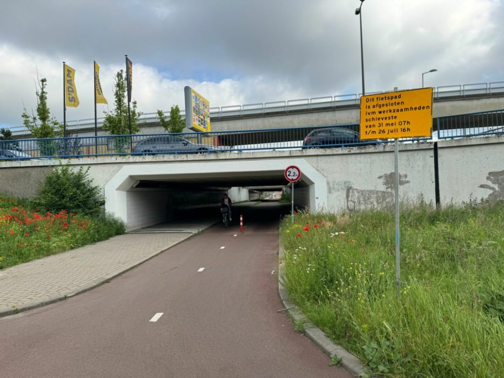 Tunnel onder Horvathweg dicht: fietsers moeten twee maanden omfietsen