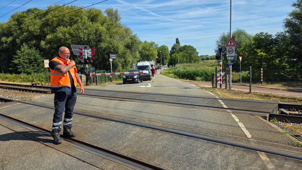 Koe op het spoor zorgt voor vertragingen en chaos bij spoorwegovergang