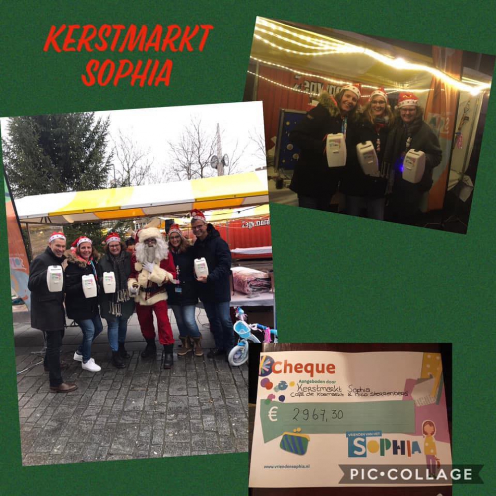 Kerstmarkt voor het Sophia Kinderziekenhuis op Koemarkt levert bijna € 3.000,- op