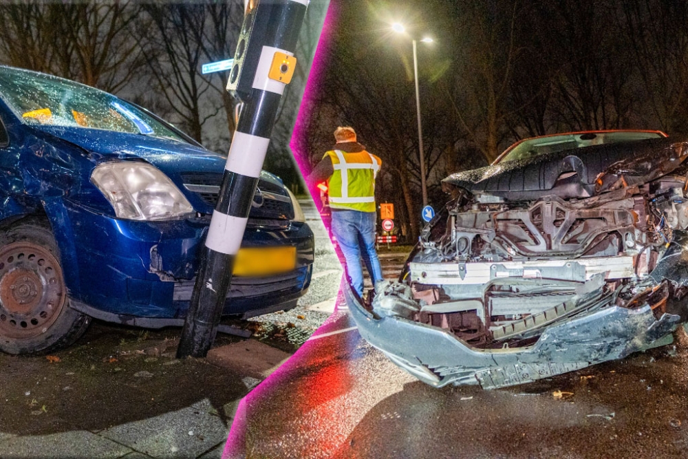Harde botsing op kruispunt Lepelaarsingel Vlaardingen