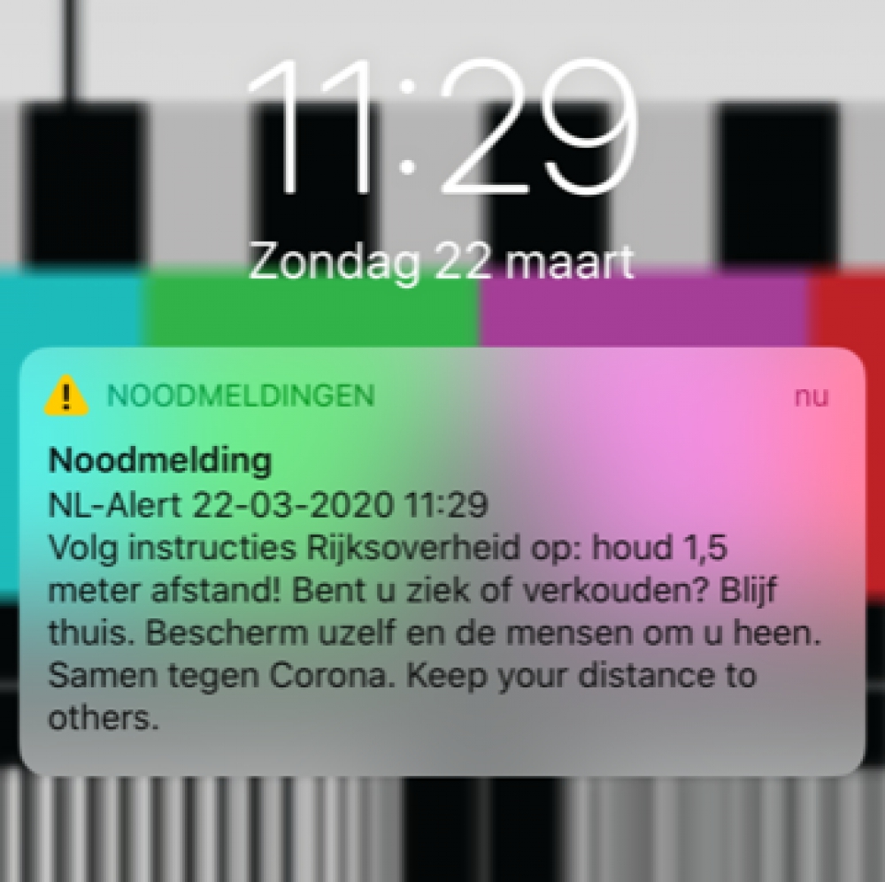 Overheid stuurt NL-alert uit: houd 1,5 meter afstand!