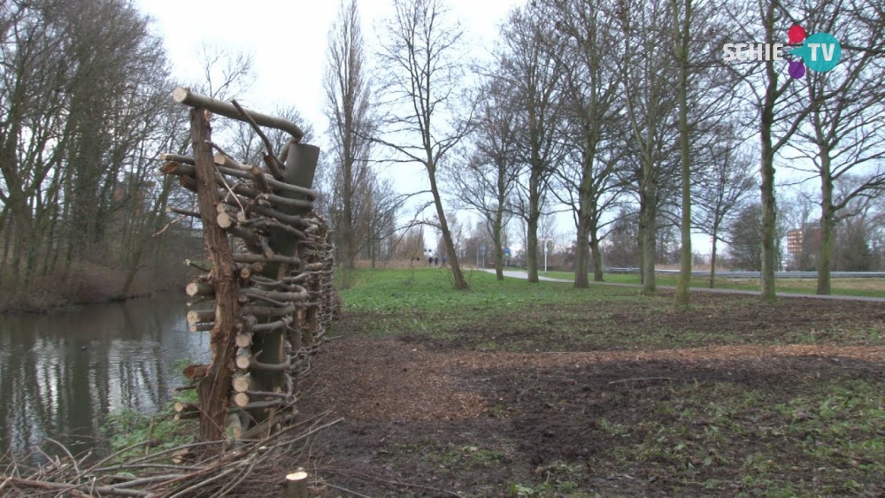 Kijkmuur gebouwd voor ijsvogels op Poldervaartpad