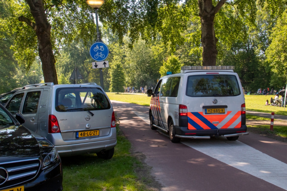 Parkeerplaats Beatrixpark afgesloten: automobilisten parkeren in het gras