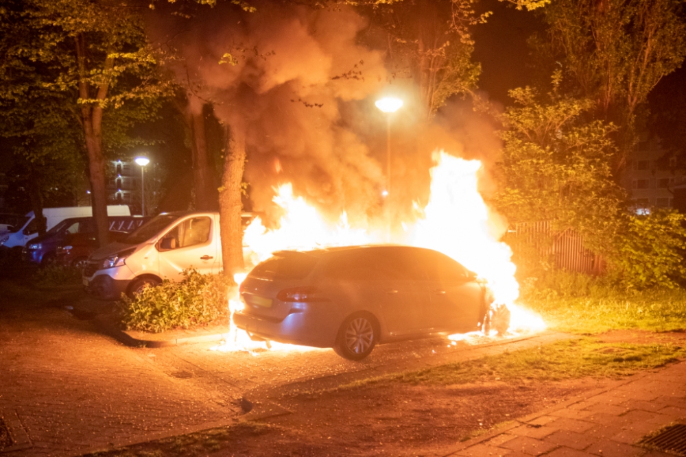 Auto brandt volledig uit in Nieuwland