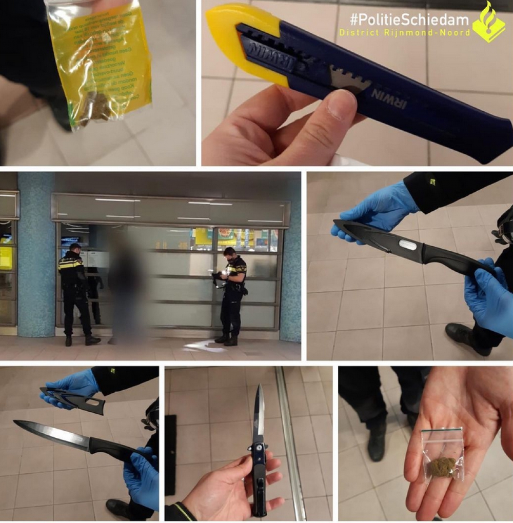 Preventief fouilleren op Station Schiedam Centrum levert drie messen en softdrugs op