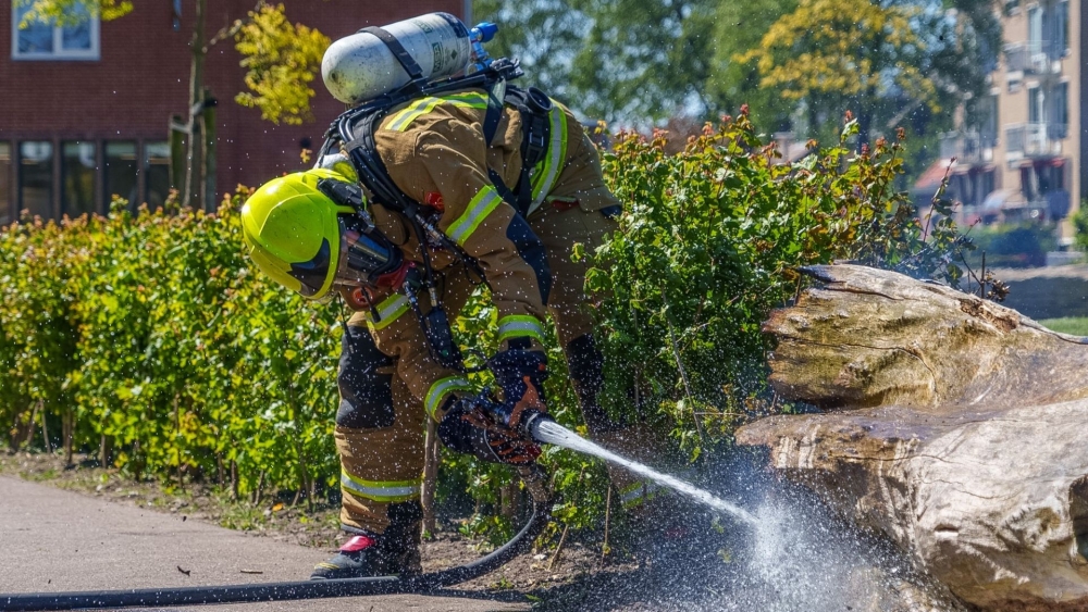 Brandende boomstronk zorgde voor onrust in Seringenstraat in Vlaardingen