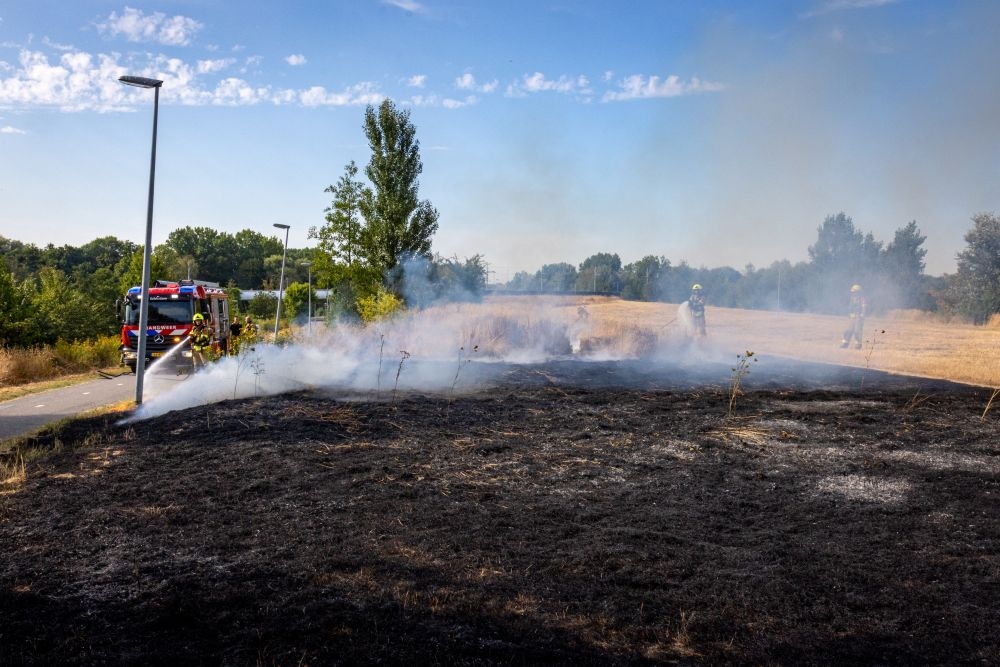 Flink stuk gras op dak Ketheltunnel in brand