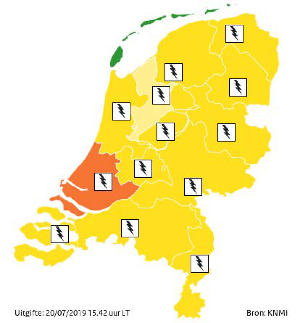 Code oranje voor gevaarlijk onweer met hagel