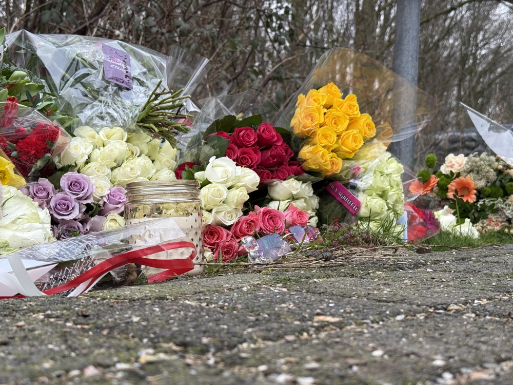 Er zijn veel bloemen gelegd voor het bos boven Sveaparken