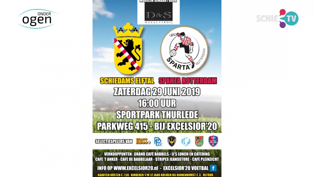 Schiedams Elftal neemt het op tegen Sparta